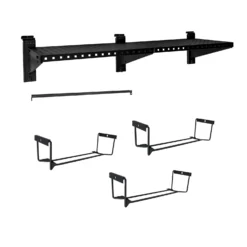 STEALTH 48 In. Heavy Duty Metal Shelf With Tool Holders & Clothing Rod