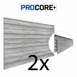 4 Ft. X 8 Ft. PROCORE+ Gray Wood PVC Slatwall – 2 Pack 64 Sq Ft