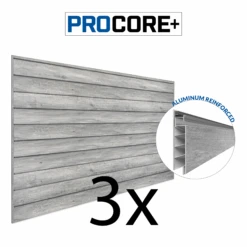 4 Ft. X 8 Ft. PROCORE+ Gray Wood PVC Slatwall – 3 Pack 96 Sq Ft