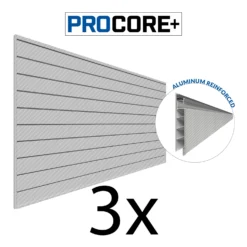 4 Ft. X 8 Ft. PROCORE+ Silver Gray Carbon Fiber PVC Slatwall – 3 Pack 96 Sq Ft