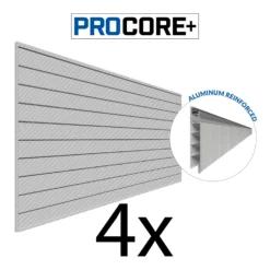 4 Ft. X 8 Ft. PROCORE+ Silver Gray Carbon Fiber PVC Slatwall – 4 Pack 128 Sq Ft