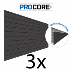 4 Ft. X 8 Ft. PROCORE+ Black Carbon Fiber PVC Slatwall – 3 Pack 96 Sq Ft
