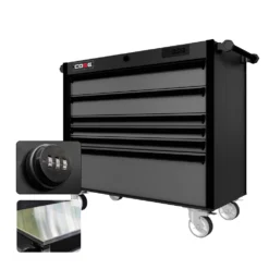 44 Series - 6 Drawers - Black Handles - Traditional Casters -Proslat Store CR44 6DW 00036