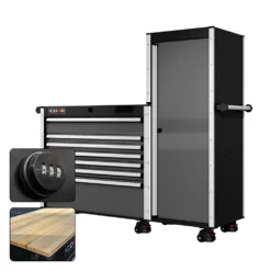 66 Series - 7 Drawers And Tall Locker - Silver Handles - Foot Casters -Proslat Store CR66 LKR 00025