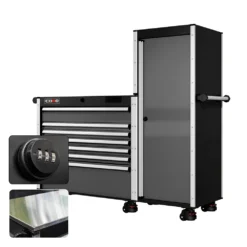 66 Series - 7 Drawers And Tall Locker - Silver Handles - Foot Casters -Proslat Store CR66 LKR 00027