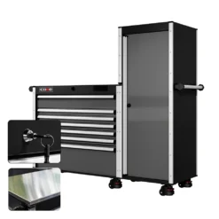 66 Series - 7 Drawers And Tall Locker - Silver Handles - Foot Casters -Proslat Store CR66 LKR 00039