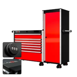 66 Series - 7 Drawers And Tall Locker - Silver Handles - Foot Casters -Proslat Store CR66 LKR 00170