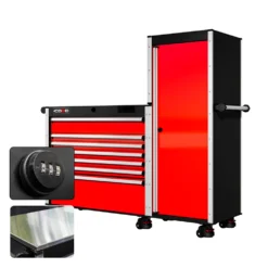 66 Series - 7 Drawers And Tall Locker - Silver Handles - Foot Casters -Proslat Store CR66 LKR 00171