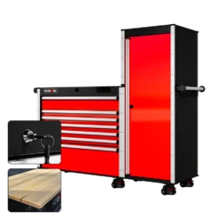 66 Series - 7 Drawers And Tall Locker - Silver Handles - Foot Casters -Proslat Store CR66 LKR 00181