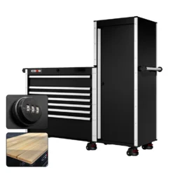 66 Series - 7 Drawers And Tall Locker - Silver Handles - Foot Casters -Proslat Store CR66 LKR 00217