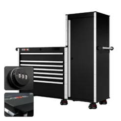 66 Series - 7 Drawers And Tall Locker - Silver Handles - Foot Casters -Proslat Store CR66 LKR 00218