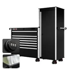 66 Series - 7 Drawers And Tall Locker - Silver Handles - Foot Casters -Proslat Store CR66 LKR 00219