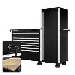 66 Series - 7 Drawers And Tall Locker - Silver Handles - Foot Casters -Proslat Store CR66 LKR 00229