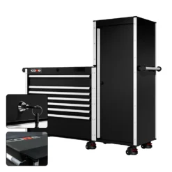 66 Series - 7 Drawers And Tall Locker - Silver Handles - Foot Casters -Proslat Store CR66 LKR 00230