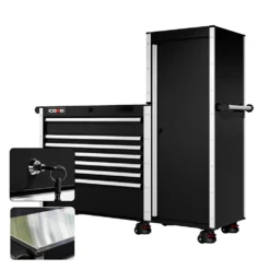 66 Series - 7 Drawers And Tall Locker - Silver Handles - Foot Casters -Proslat Store CR66 LKR 00231