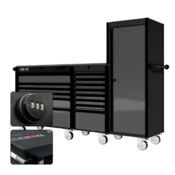 88 Series - 13 Drawers With Tall Locker - Black Handles - Traditional Casters -Proslat Store CR88 TSL 00035