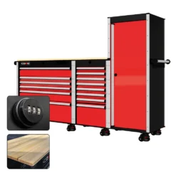 88 Series - 13 Drawers With Tall Locker - Silver Handles - Foot Casters -Proslat Store CR88 TSL 00169