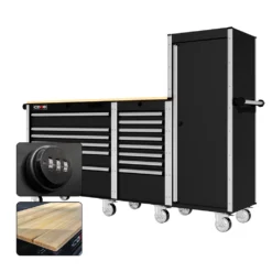 88 Series - 13 Drawers With Tall Locker - Silver Handles - Foot Casters -Proslat Store CR88 TSL 00217