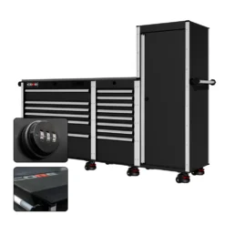 88 Series - 13 Drawers With Tall Locker - Silver Handles - Foot Casters -Proslat Store CR88 TSL 00218