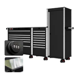 88 Series - 13 Drawers With Tall Locker - Silver Handles - Foot Casters -Proslat Store CR88 TSL 00219