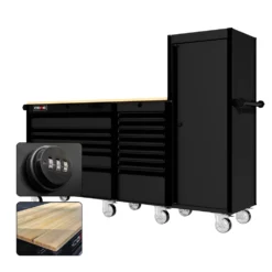 88 Series - 13 Drawers With Tall Locker - Black Handles - Traditional Casters -Proslat Store CR88 TSL 00226