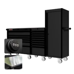 88 Series - 13 Drawers With Tall Locker - Black Handles - Traditional Casters -Proslat Store CR88 TSL 00228