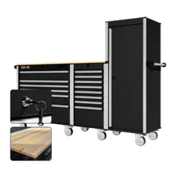 88 Series - 13 Drawers With Tall Locker - Silver Handles - Foot Casters -Proslat Store CR88 TSL 00229