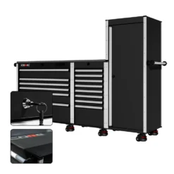 88 Series - 13 Drawers With Tall Locker - Silver Handles - Foot Casters -Proslat Store CR88 TSL 00230