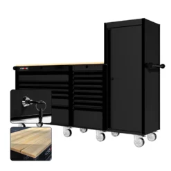 88 Series - 13 Drawers With Tall Locker - Black Handles - Traditional Casters -Proslat Store CR88 TSL 00238
