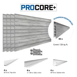 4 Ft. X 8 Ft. PROCORE+ Gray Wood PVC Slatwall – 4 Pack 128 Sq Ft -Proslat Store Consist 128 Wood EN