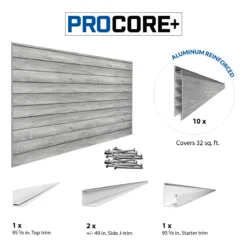4 Ft. X 8 Ft. PROCORE+ Gray Wood PVC Slatwall -Proslat Store Consist 32 WOOD EN