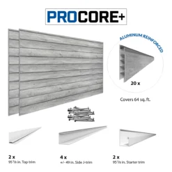 4 Ft. X 8 Ft. PROCORE+ Gray Wood PVC Slatwall – 2 Pack 64 Sq Ft -Proslat Store Consist 64 Wood EN