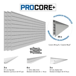 4 Ft. X 8 Ft. PROCORE+ Silver Gray Carbon Fiber PVC Slatwall – 3 Pack 96 Sq Ft -Proslat Store Consist 96 Procore BI