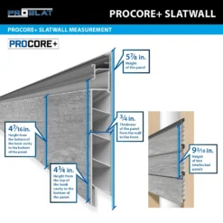 4 Ft. X 8 Ft. PROCORE+ Gray Wood PVC Slatwall – 2 Pack 64 Sq Ft -Proslat Store PROCORE WOOD measurements EN 64079af3 0093 4bfe 9f18 99785cf449d0