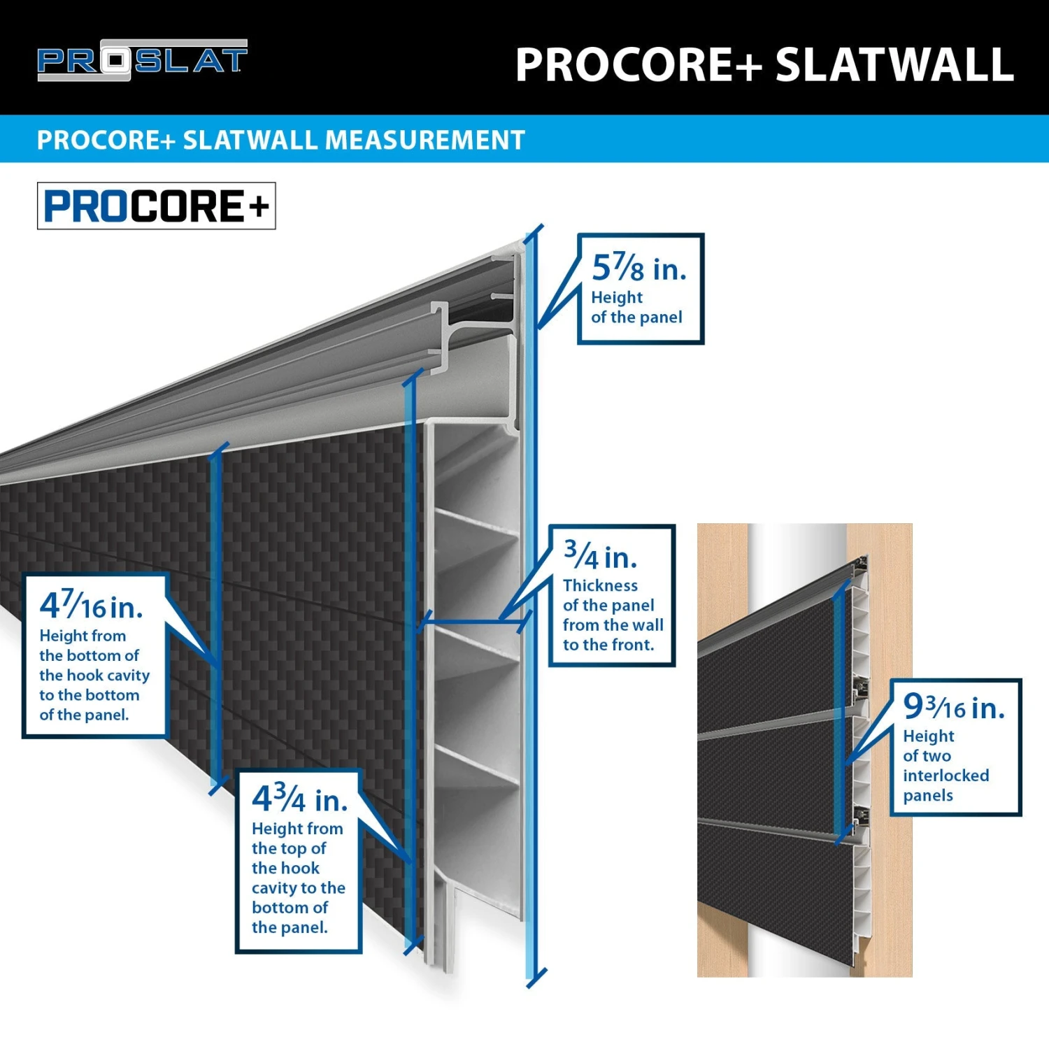 4 Ft. X 8 Ft. PROCORE+ Black Carbon Fiber PVC Slatwall 11 4 Ft. X 8 Ft. PROCORE+ Black Carbon Fiber PVC Slatwall - Image 9