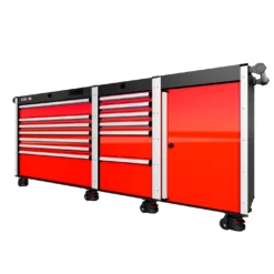 88 Series - 13 Drawers - Silver Handles - Foot Casters -Proslat Store SERIE88NO1RED FOOTCAST