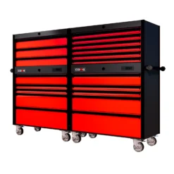 88 Series - 19 Drawers - Black Handles - Traditional Casters -Proslat Store SERIE88NO3RED BLK