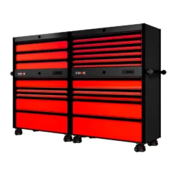 88 Series - 19 Drawers - Black Handles - Foot Casters -Proslat Store SERIE88NO3RED BLK FOOTCAST