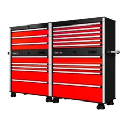 88 Series - 19 Drawers - Silver Handles - Foot Casters -Proslat Store SERIE88NO3RED FOOTCAST