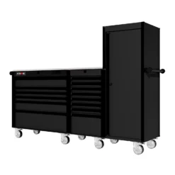 88 Series - 13 Drawers With Tall Locker - Black Handles - Traditional Casters