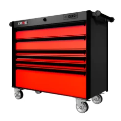 44 Series - 6 Drawers - Black Handles - Traditional Casters -Proslat Store SERIE 44 NO3 RED BLK TRAD CAST