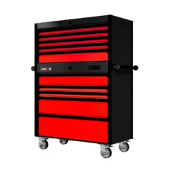 44 Series - 10 Drawers - Black Handles - Traditional Casters -Proslat Store SERIE 44 NO4 RED BLK