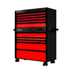 44 Series - 10 Drawers - Black Handles - Foot Casters -Proslat Store SERIE 44 NO4 RED BLK FOOT CAST
