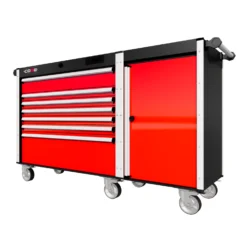 66 Series - 7 Drawers - Silver Handles - Traditional Casters -Proslat Store SERIE 66 NO2 RED